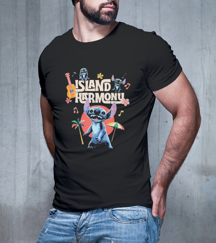 Lilo And Stitch Island Harmony Music Celebration With Cute Stitch And Ukulele T-Shirt