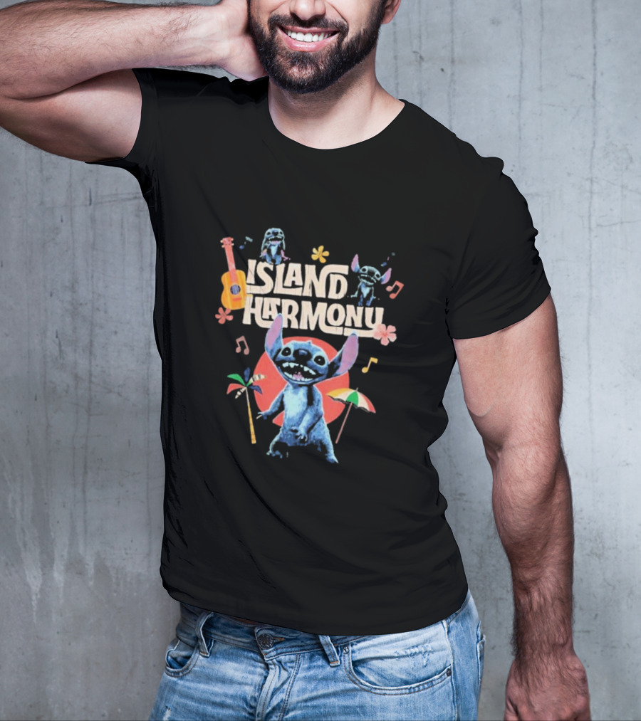 Lilo And Stitch Island Harmony Music Celebration With Cute Stitch And Ukulele T-Shirt