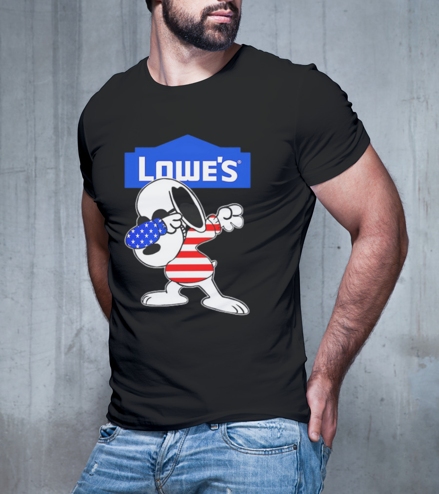 Lowe's Snoopy Dabbing American Flag Stripes T-Shirt