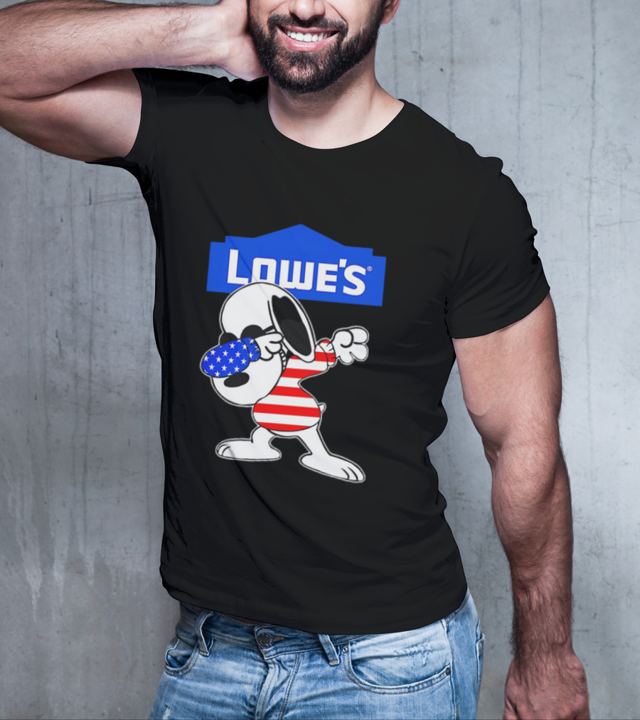 Lowe's Snoopy Dabbing American Flag Stripes T-Shirt