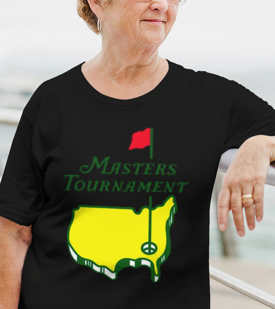Masters Tournament Yellow Map With Red Flag T-Shirt