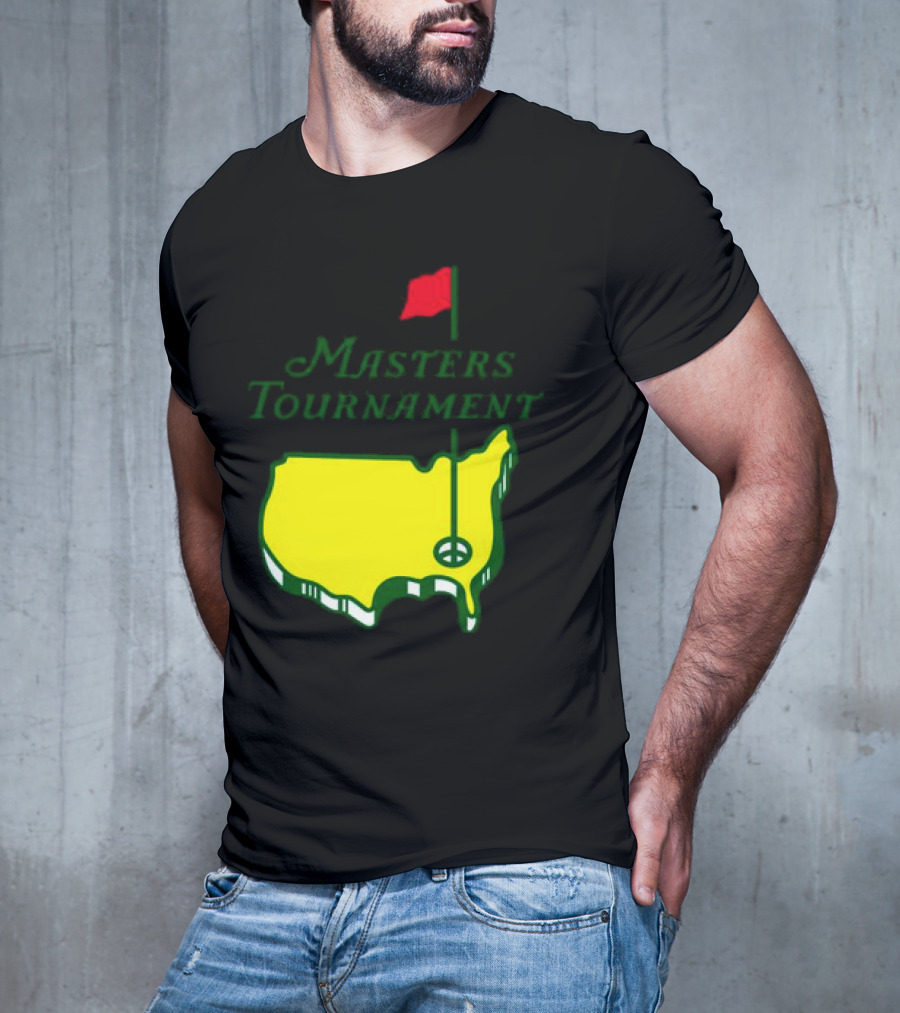 Masters Tournament Yellow Map With Red Flag T-Shirt