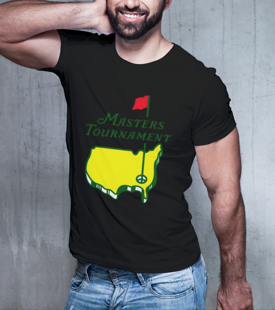 Masters Tournament Yellow Map With Red Flag T-Shirt