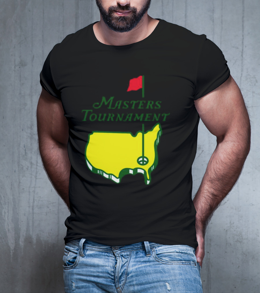 Masters Tournament Yellow Map With Red Flag T-Shirt
