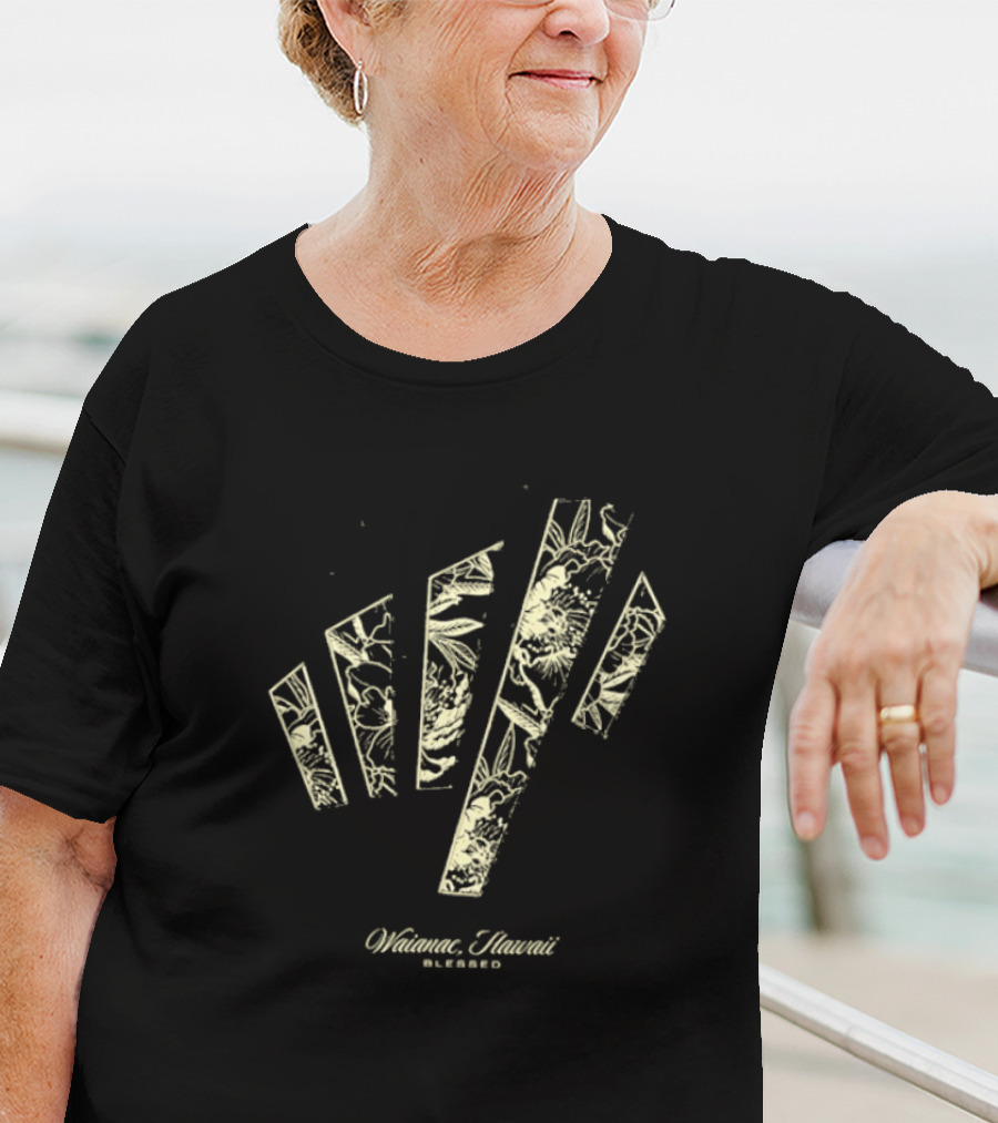 Waianae Hawaii Blessed Max Holloway Undeniable Floral Stripes T-Shirt