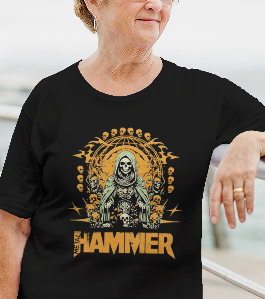 Metal Hammer Skull Wreath Grim Reaper T-Shirt