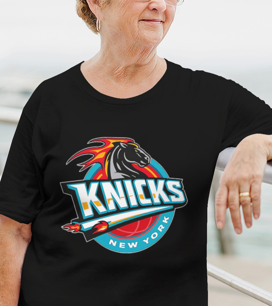 New York Knicks 2025 Horse Emblem With Blue And Red Accents T-Shirt