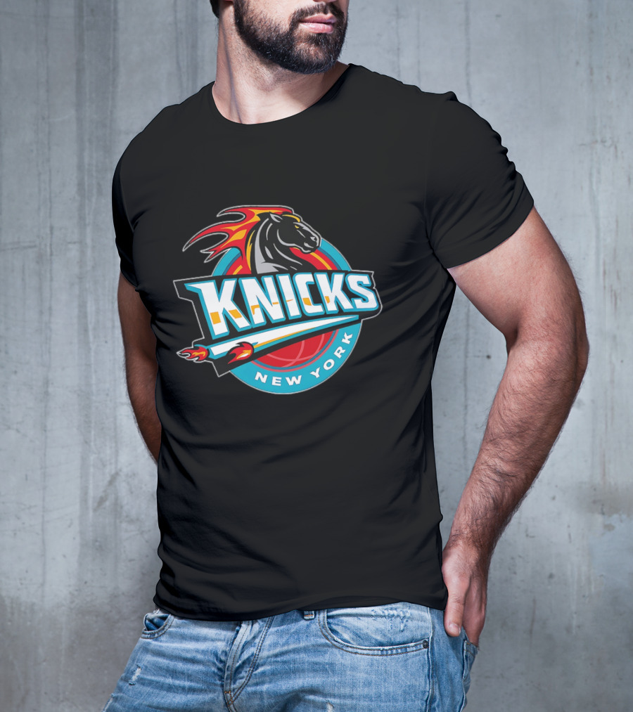 New York Knicks 2025 Horse Emblem With Blue And Red Accents T-Shirt