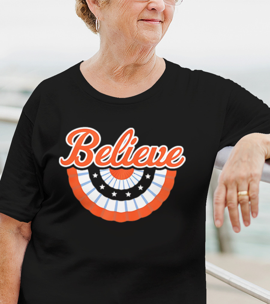 New York Mets Baseball Believe Stars With Patriotic Bunting T-Shirt
