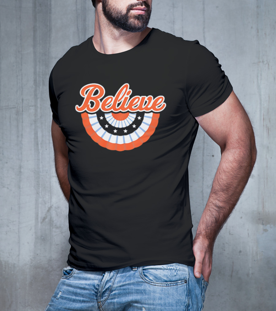 New York Mets Baseball Believe Stars With Patriotic Bunting T-Shirt