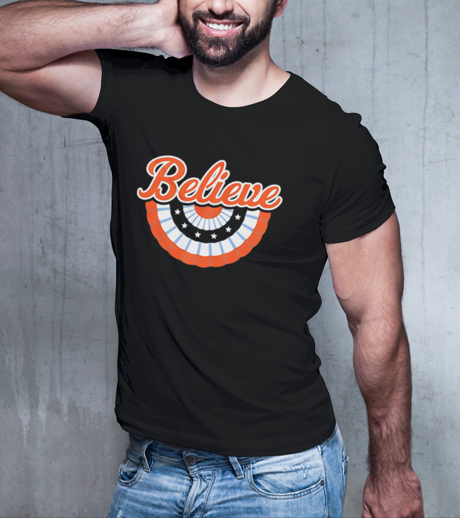 New York Mets Baseball Believe Stars With Patriotic Bunting T-Shirt