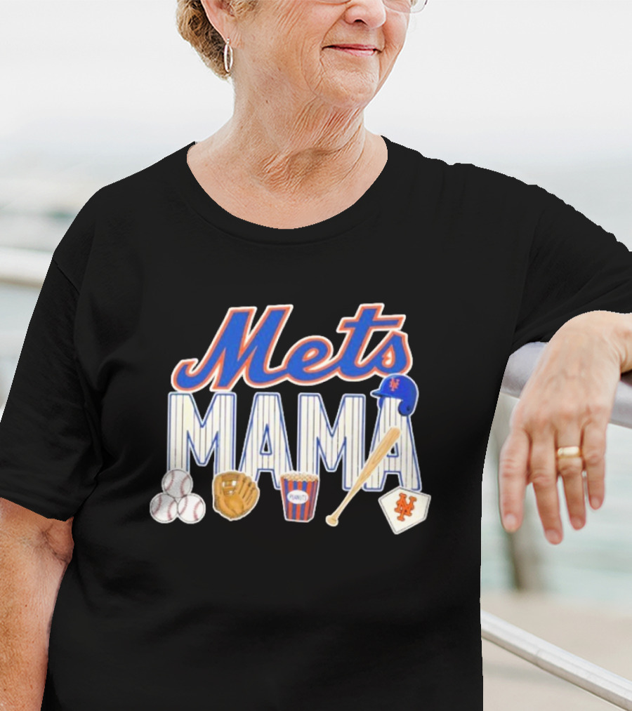 Mets Mama Mother’s Day Peanuts MLB Baseball Glove Bat Cap T-Shirt