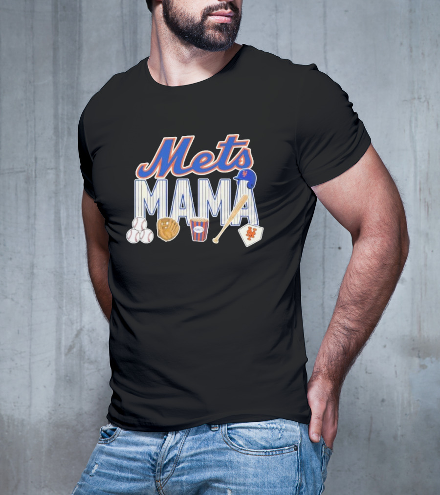 Mets Mama Mother’s Day Peanuts MLB Baseball Glove Bat Cap T-Shirt