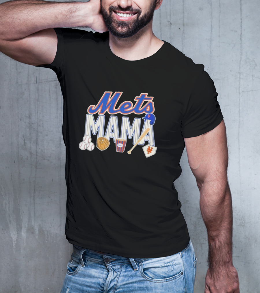 Mets Mama Mother’s Day Peanuts MLB Baseball Glove Bat Cap T-Shirt