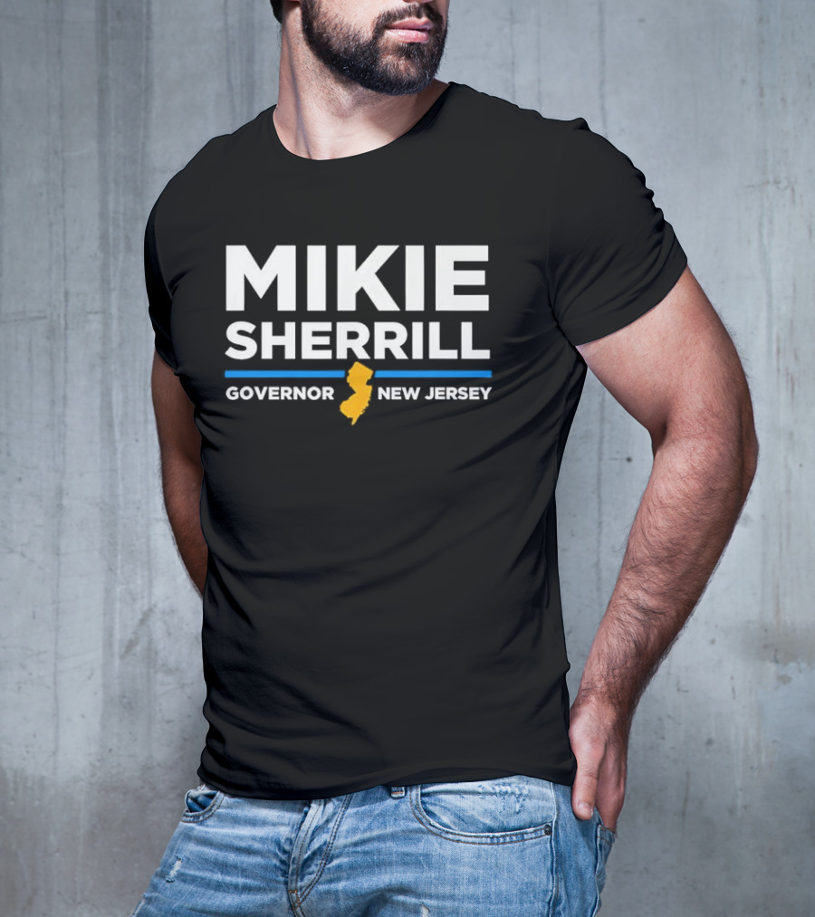 Mikie Sherrill Governor New Jersey With State Map Icon T-Shirt