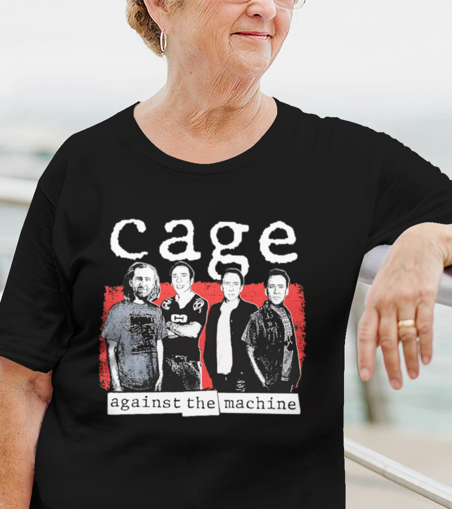 Cage Against The Machine Iconic Crew Band Members Textured Red Background T-Shirt