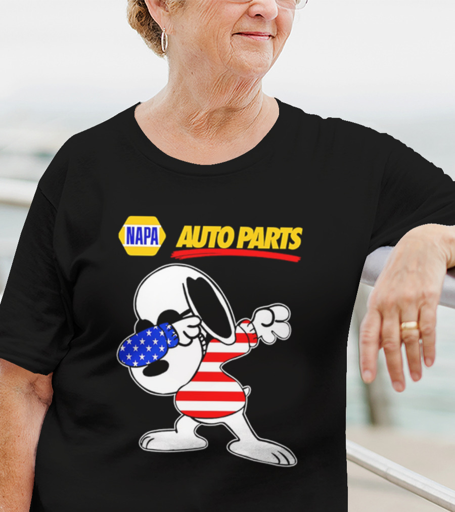 NAPA Auto Parts Snoopy Dabbing USA Flag Character T-Shirt