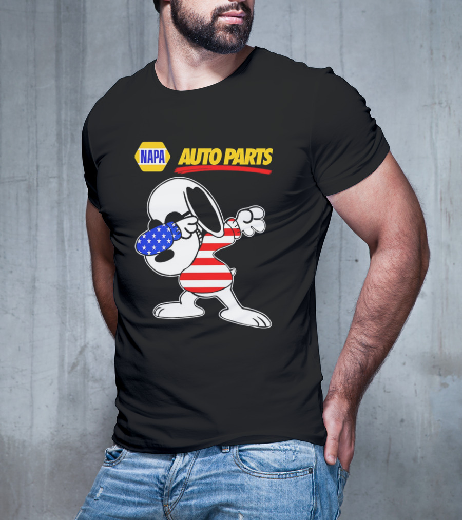 NAPA Auto Parts Snoopy Dabbing USA Flag Character T-Shirt