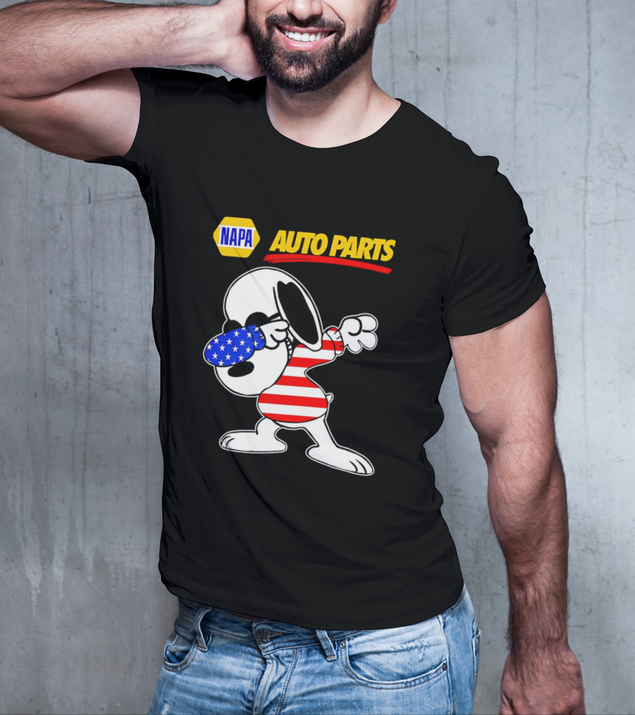 NAPA Auto Parts Snoopy Dabbing USA Flag Character T-Shirt