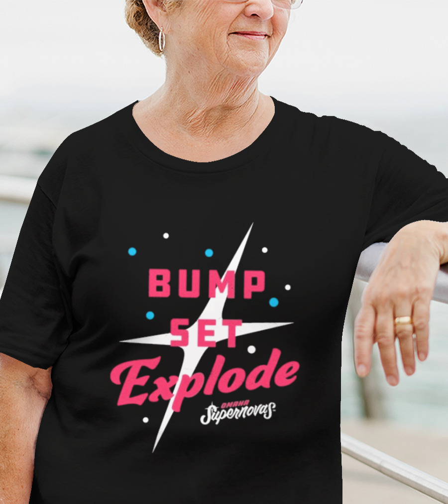 Omaha Supernovas Bump Set Explode Volleyball Starburst T-Shirt