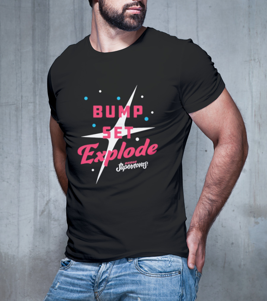 Omaha Supernovas Bump Set Explode Volleyball Starburst T-Shirt