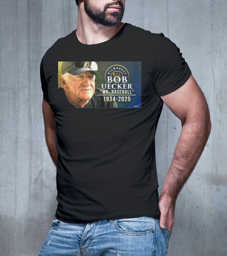 Milwaukee Brewers Bob Uecker Mr. Baseball 1934-2025 Tribute T-Shirt