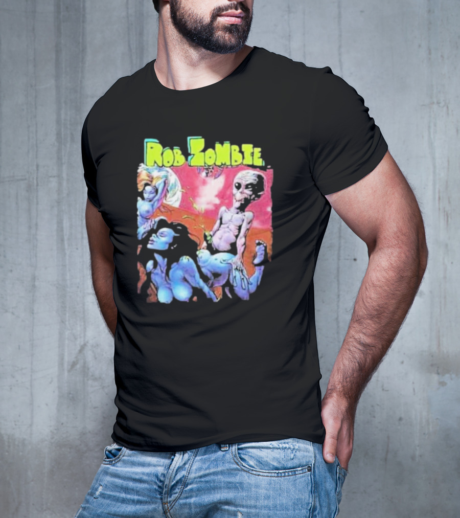 Rob Zombie Colorful Extraterrestrial Humor Scene T-Shirt