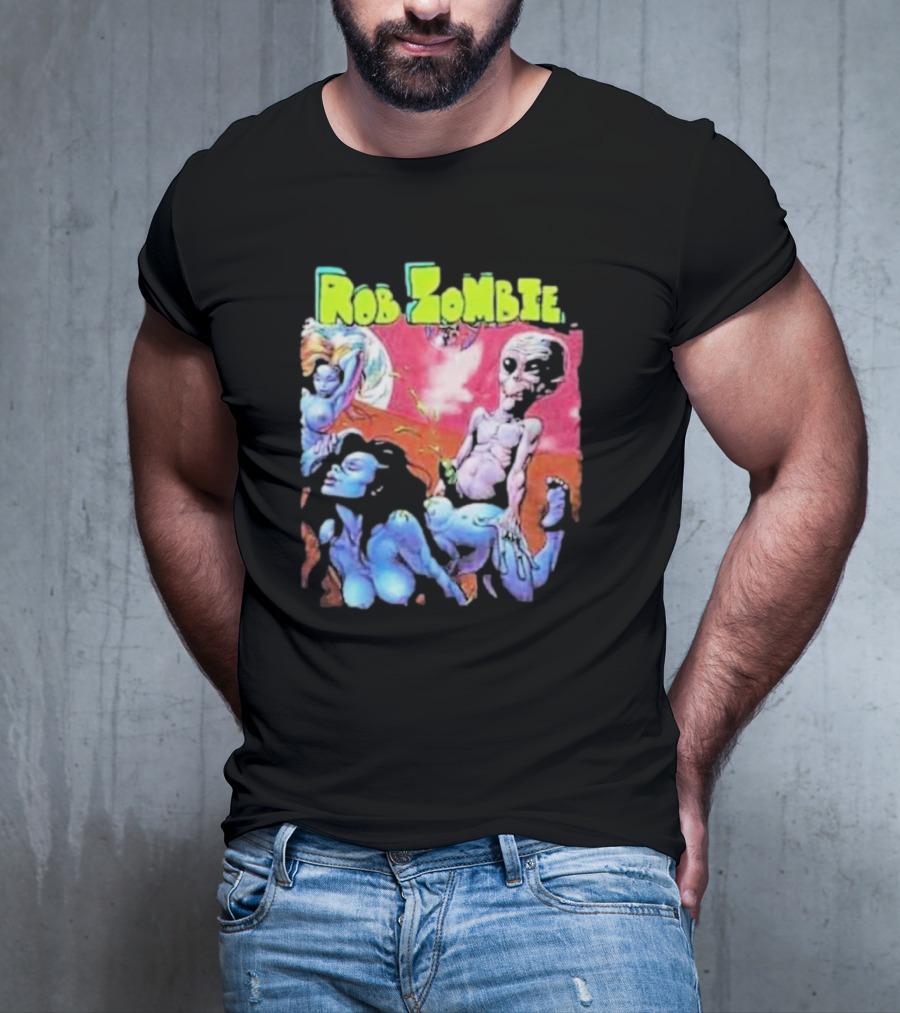 Rob Zombie Colorful Extraterrestrial Humor Scene T-Shirt