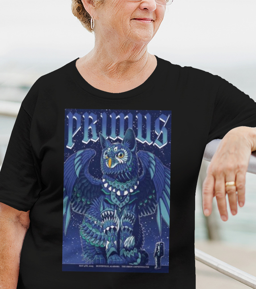 PRIMUS May 4 2025 Huntsville Alabama The Orion Amphitheater Owl Art T-Shirt