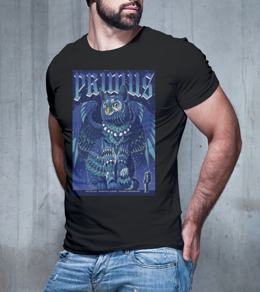 PRIMUS May 4 2025 Huntsville Alabama The Orion Amphitheater Owl Art T-Shirt