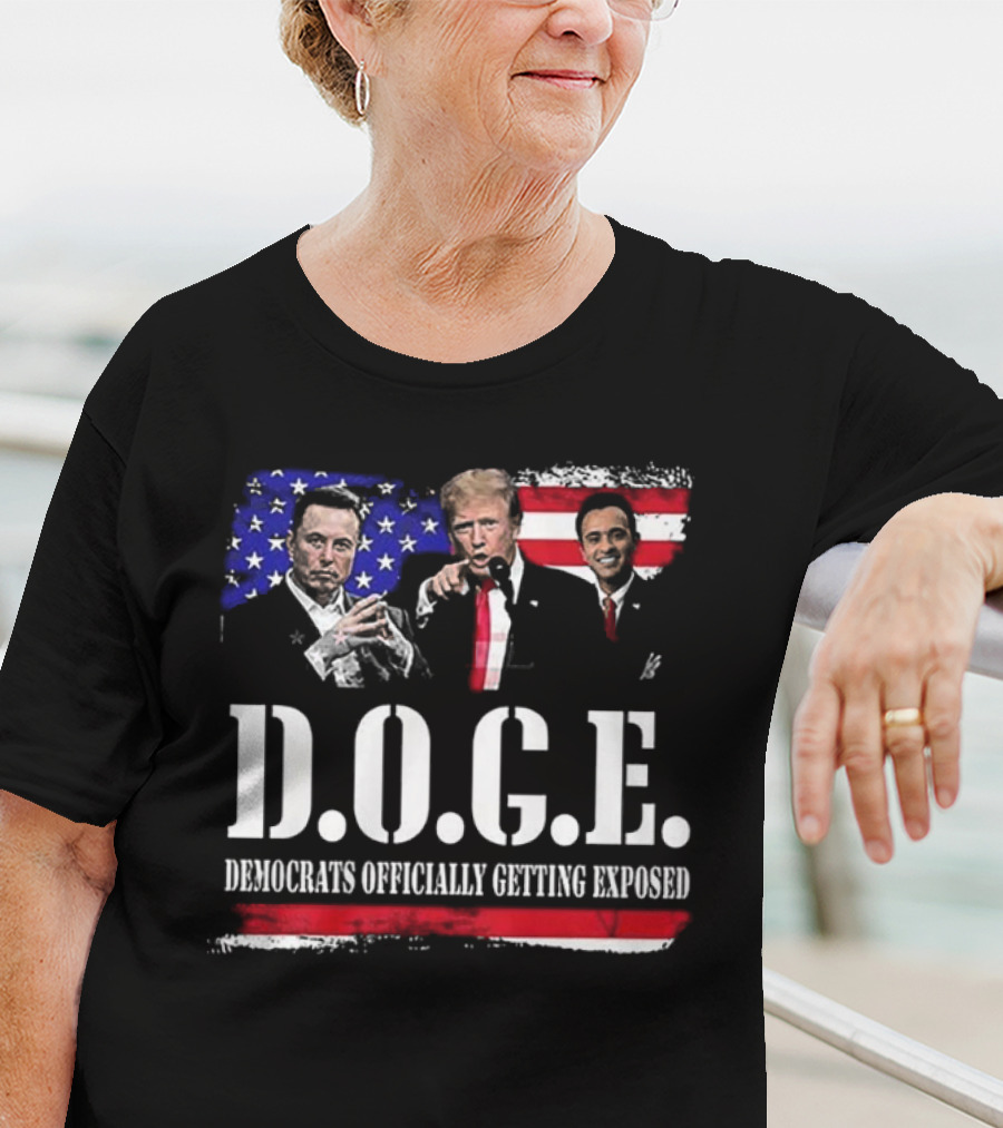 Patriot Pride Mens D.O.G.E Team Democrats Officially Getting Exposed USA Flag Icons T-Shirt
