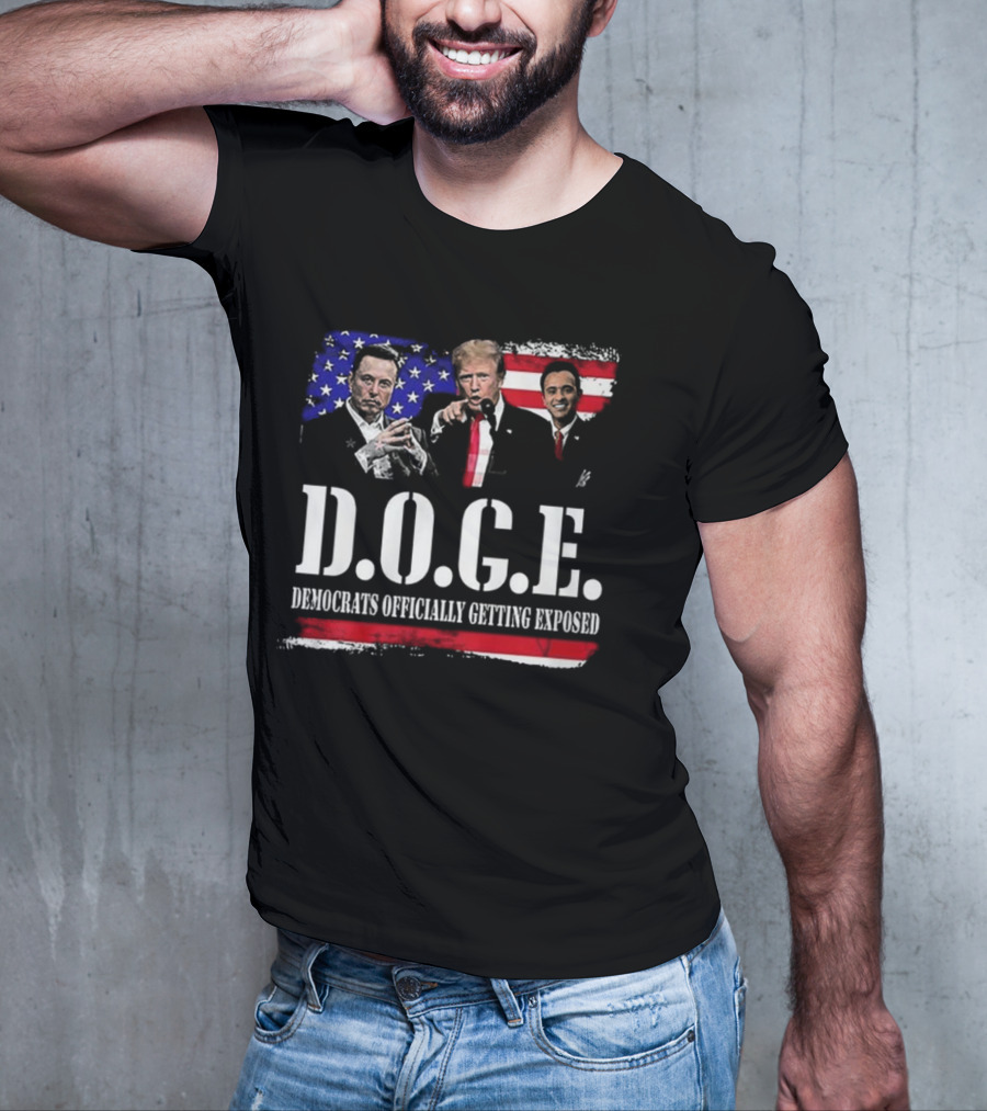 Patriot Pride Mens D.O.G.E Team Democrats Officially Getting Exposed USA Flag Icons T-Shirt