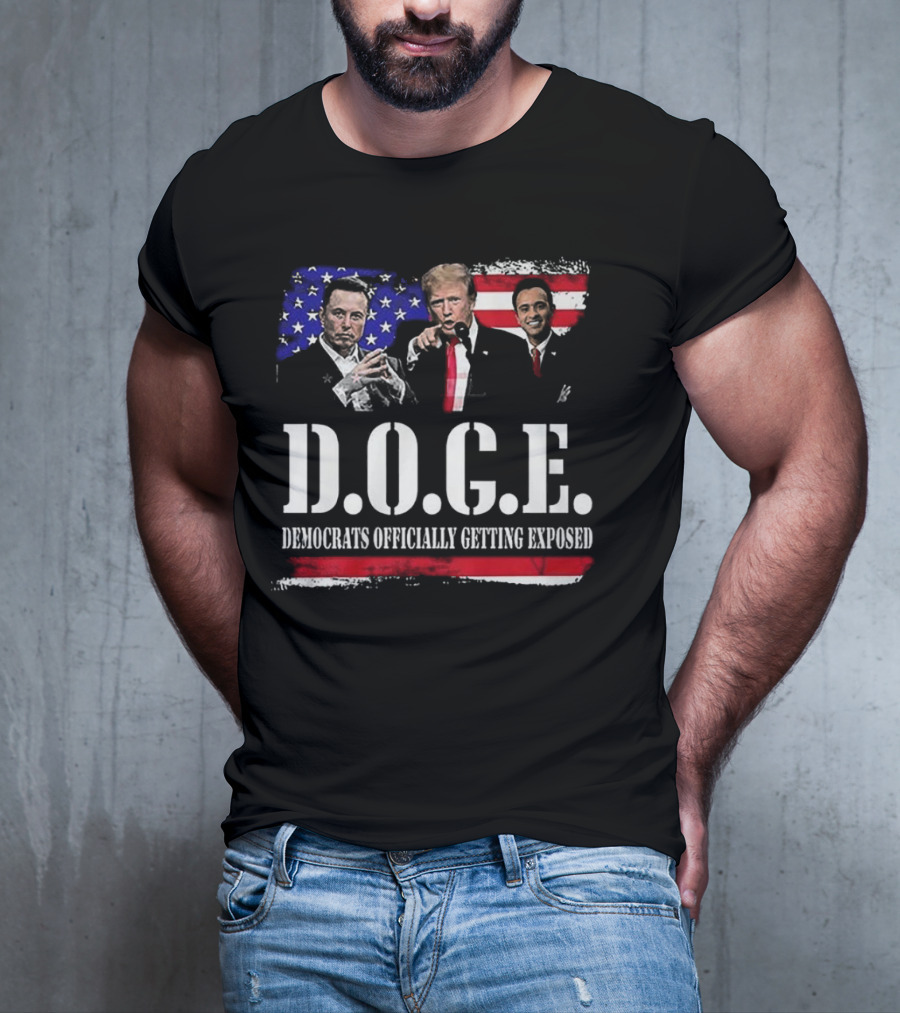 Patriot Pride Mens D.O.G.E Team Democrats Officially Getting Exposed USA Flag Icons T-Shirt