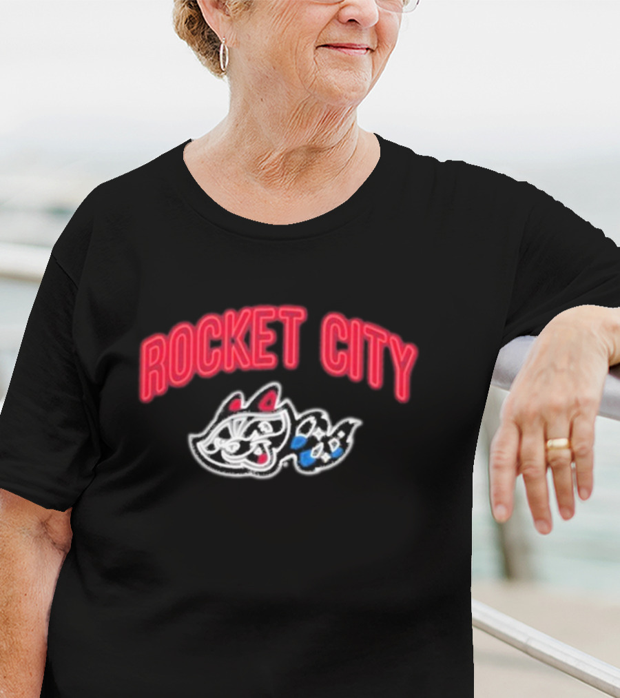 Rocket City Trash Pandas Neon Logo And Mascot T-Shirt