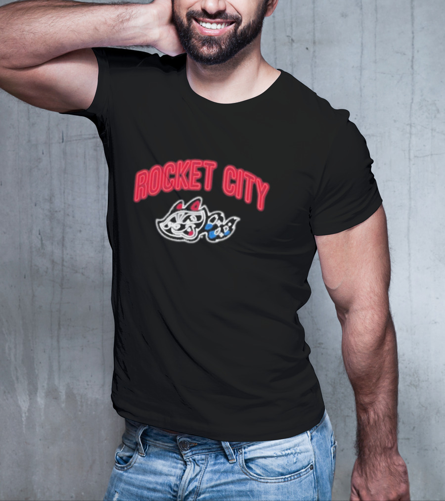 Rocket City Trash Pandas Neon Logo And Mascot T-Shirt