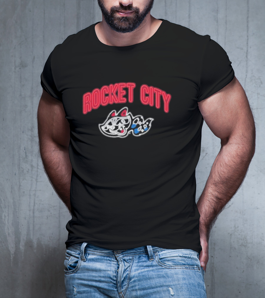 Rocket City Trash Pandas Neon Logo And Mascot T-Shirt