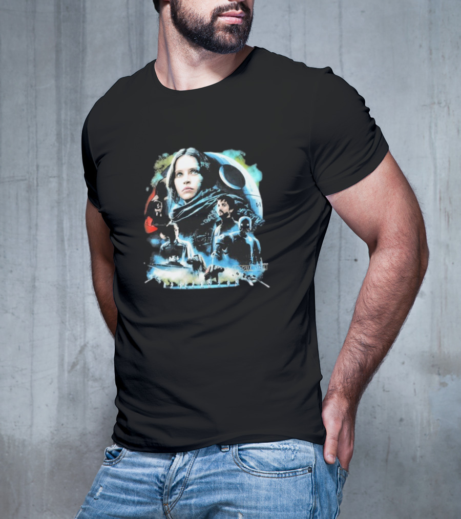 Rogue One A Star Wars Story Geeks Rule 15 Jyn Erso Cassian K-2SO Darth Vader Silkscreen T-Shirt