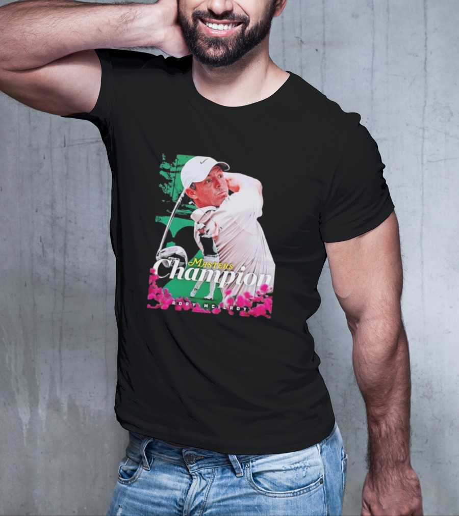 Masters Champion Rory McIlroy Golf Swing Portrait T-Shirt