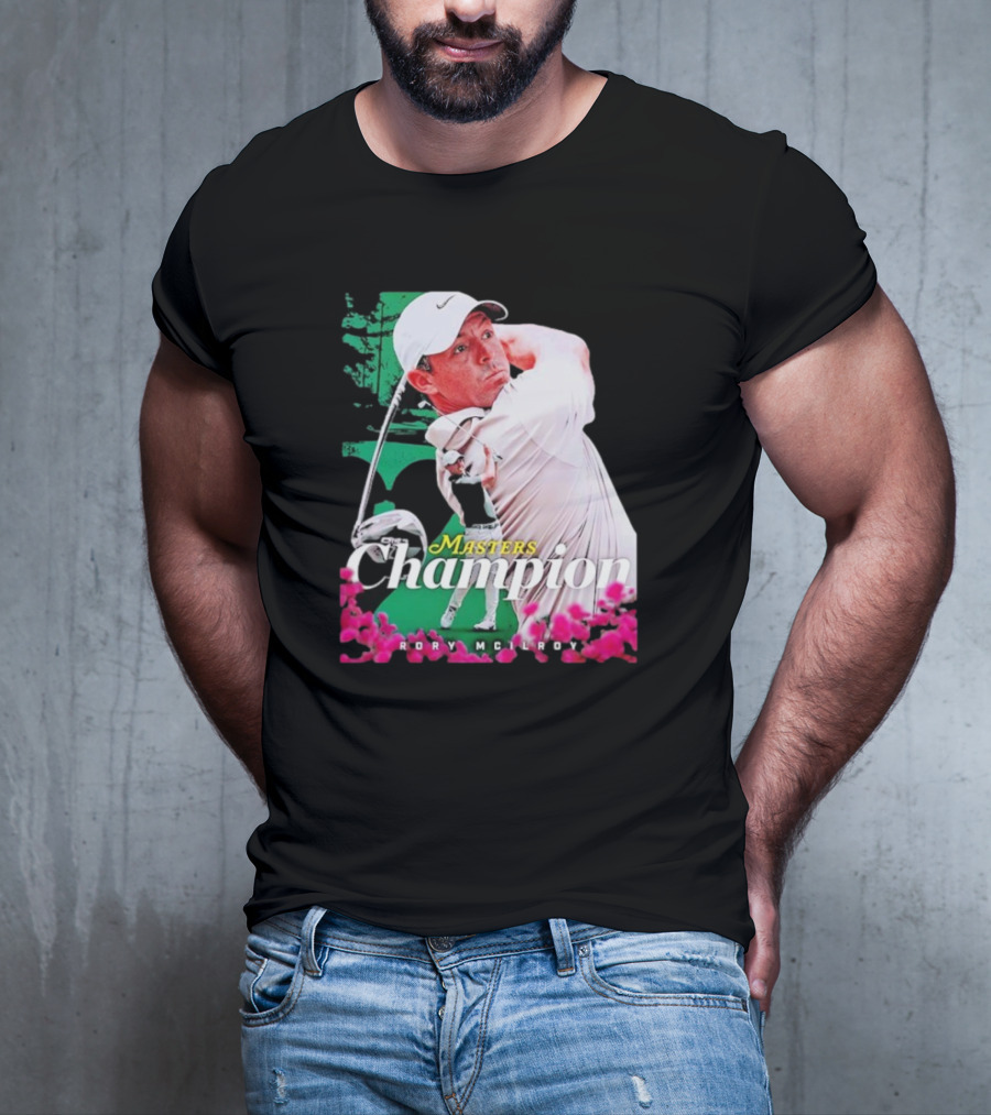 Masters Champion Rory McIlroy Golf Swing Portrait T-Shirt