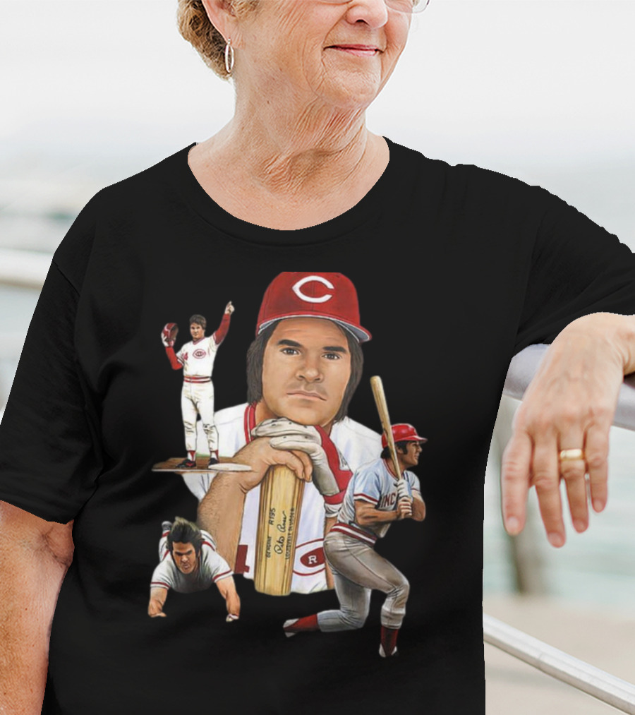 PETE ROSE Cincinnati Reds Baseball Legend 41 24 T-Shirt