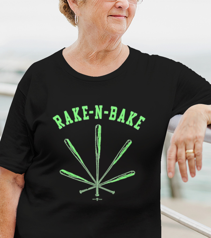 Rake-N-Bake Baseball Bat Leaf Design T-Shirt