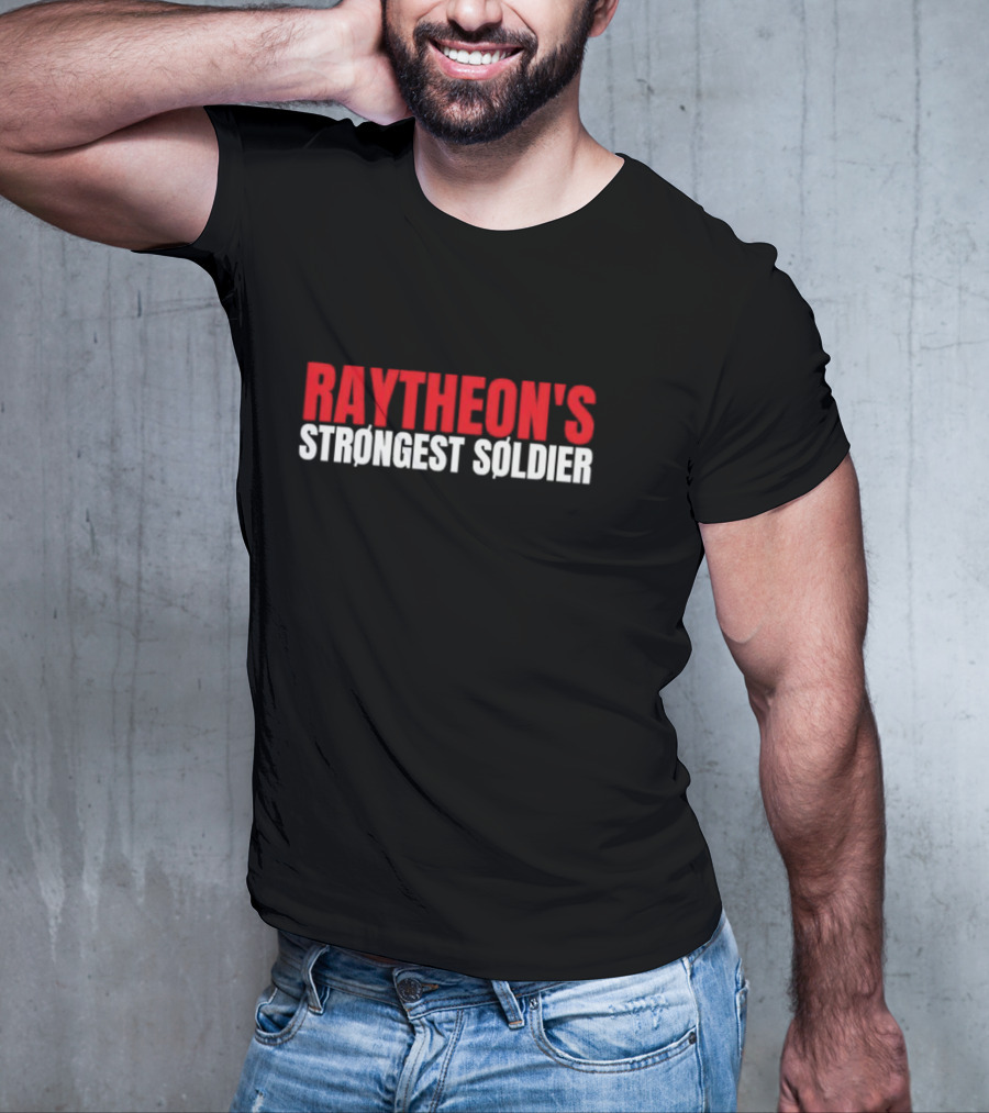 Raytheon’s Strongest Soldier Bold Red White Text T-Shirt