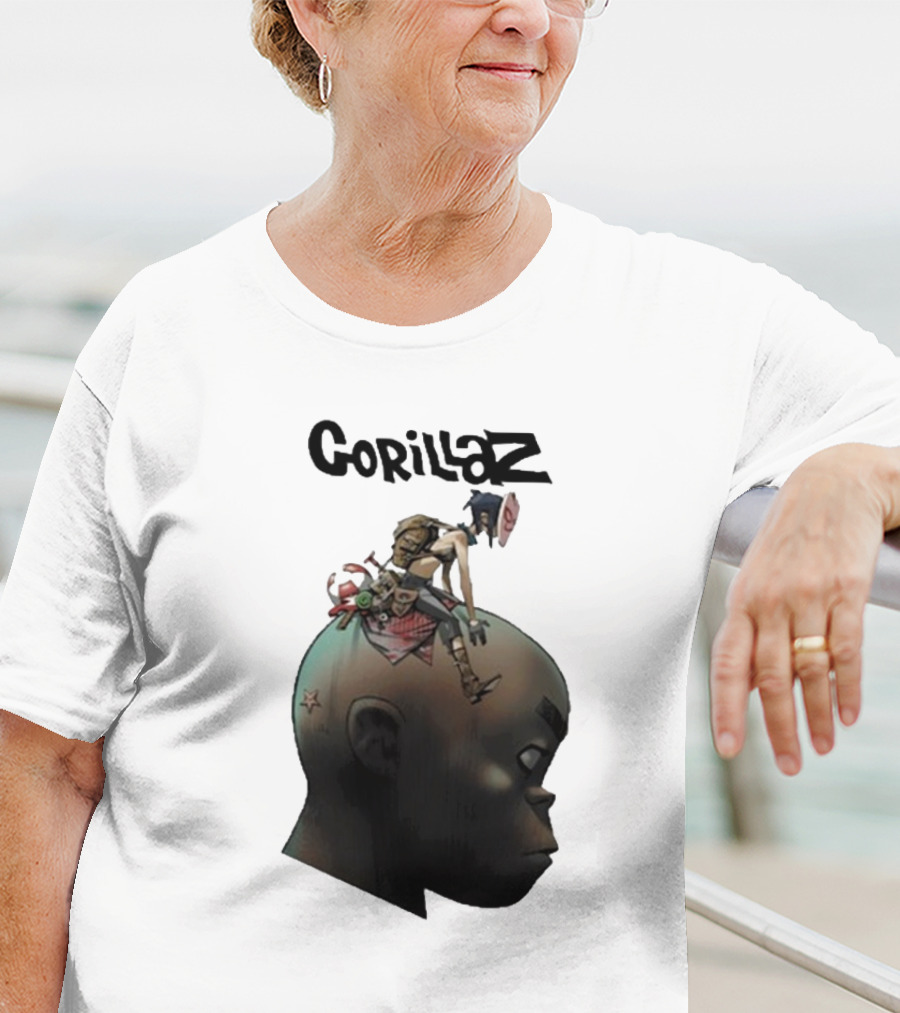 Gorillaz Character Sitting On Head Star Symbol T-Shirt