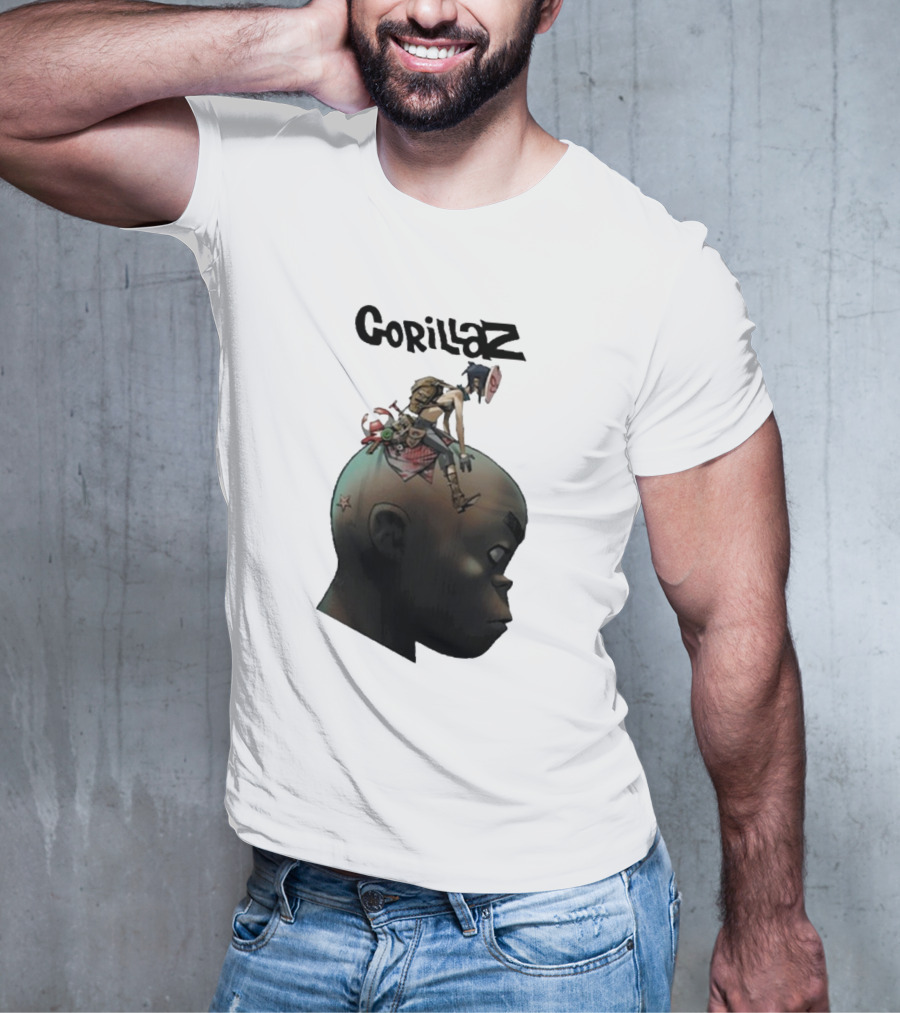 Gorillaz Character Sitting On Head Star Symbol T-Shirt