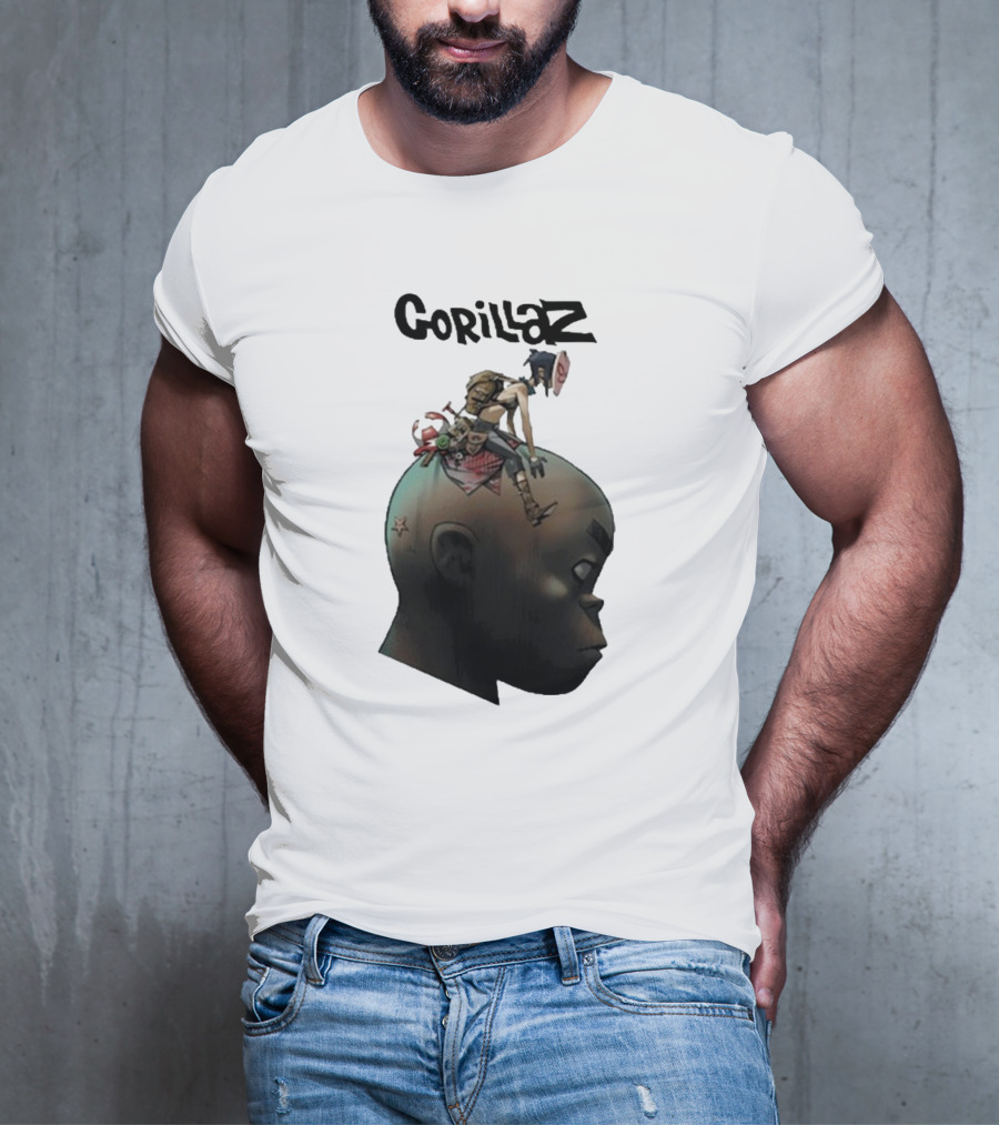 Gorillaz Character Sitting On Head Star Symbol T-Shirt