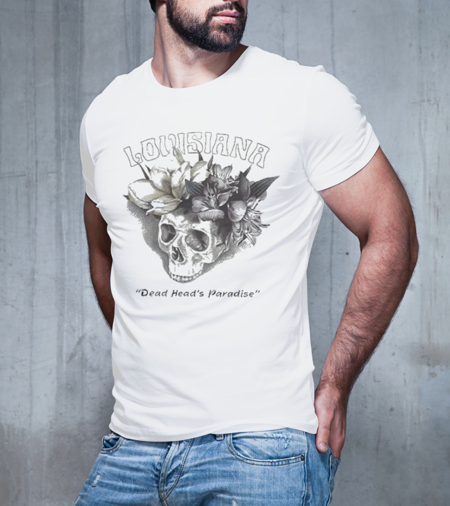 Grateful Dead Skull With Louisiana Dead Head's Paradise Floral Elements T-Shirt
