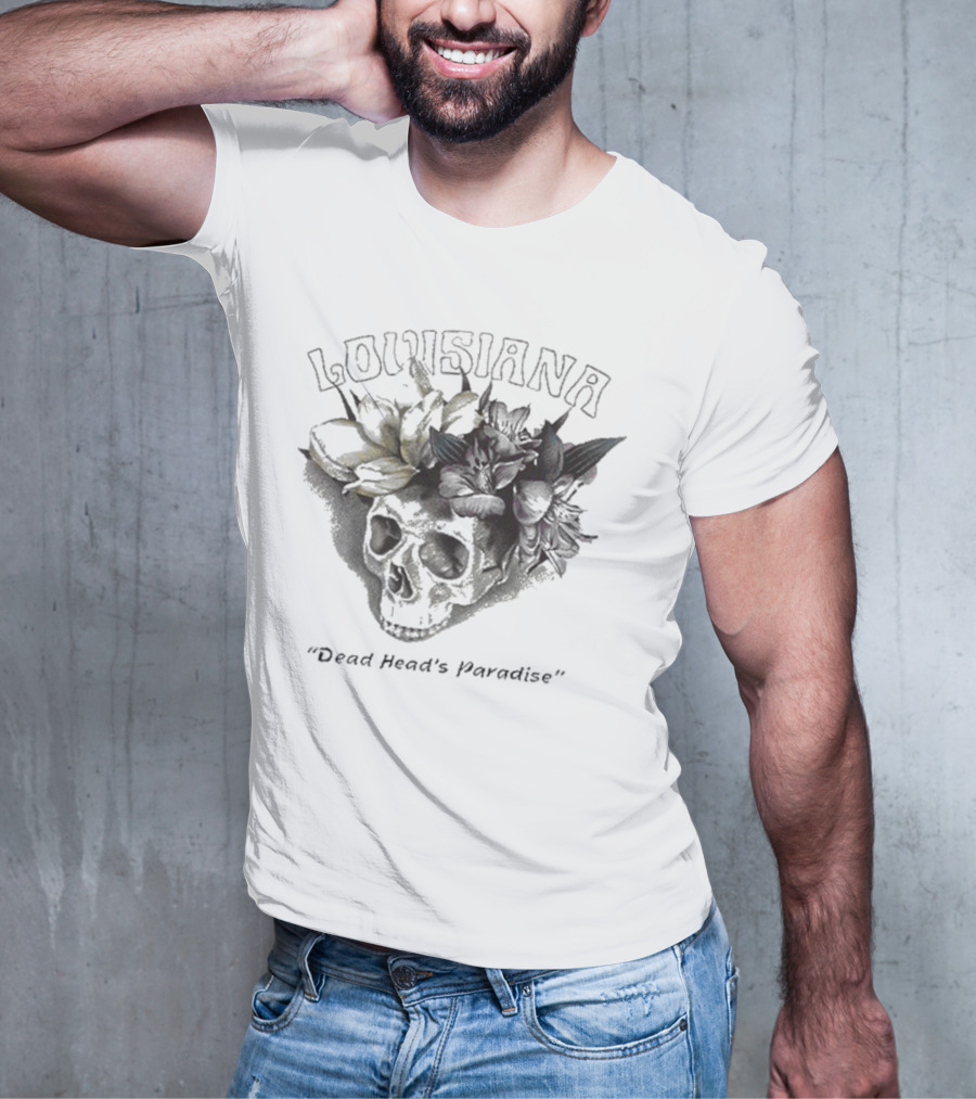 Grateful Dead Skull With Louisiana Dead Head's Paradise Floral Elements T-Shirt