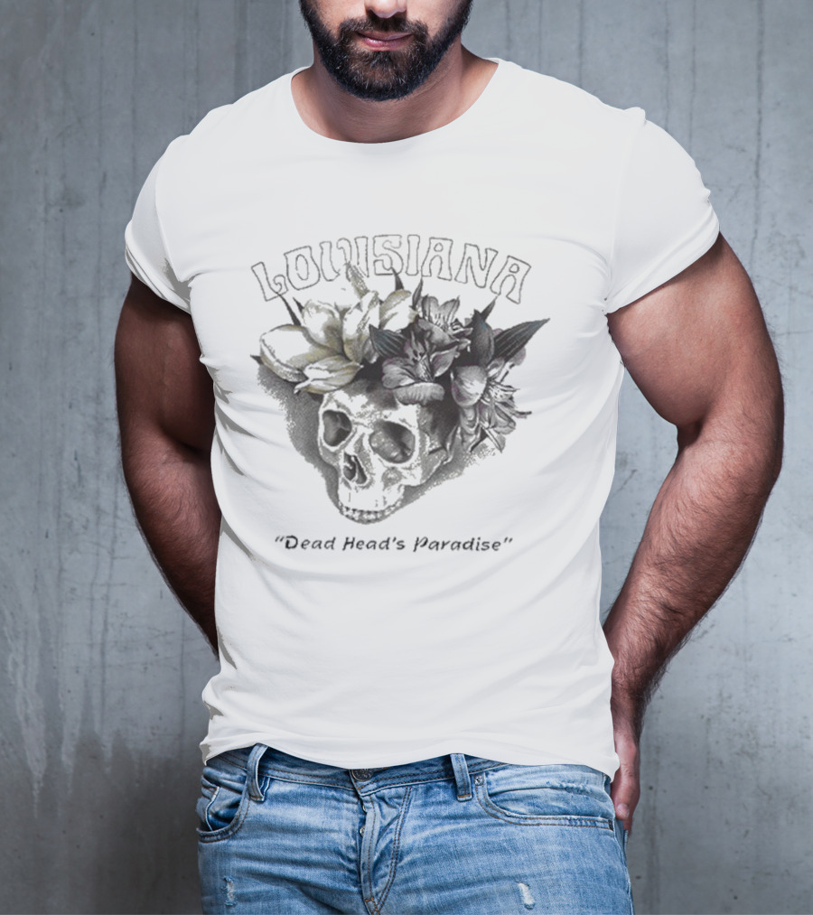 Grateful Dead Skull With Louisiana Dead Head's Paradise Floral Elements T-Shirt