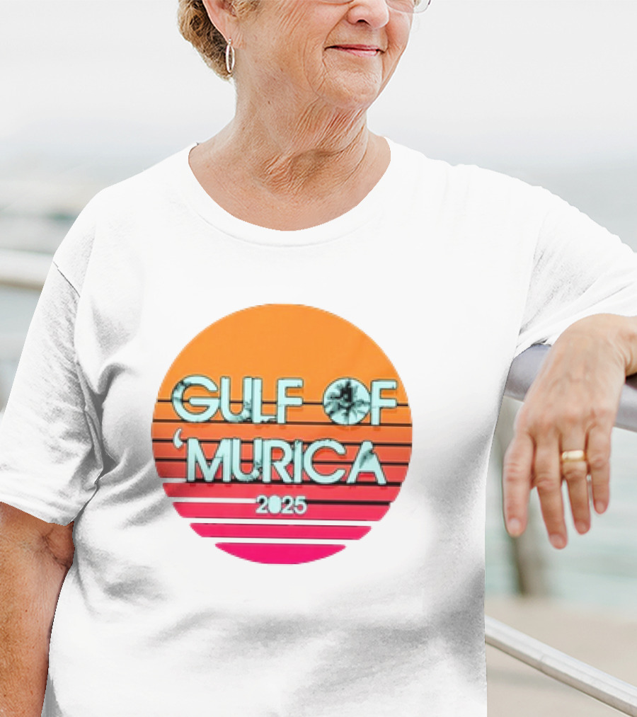 Gulf Of 'Murica 2025 Vintage Retro Sunset Vibe T-Shirt