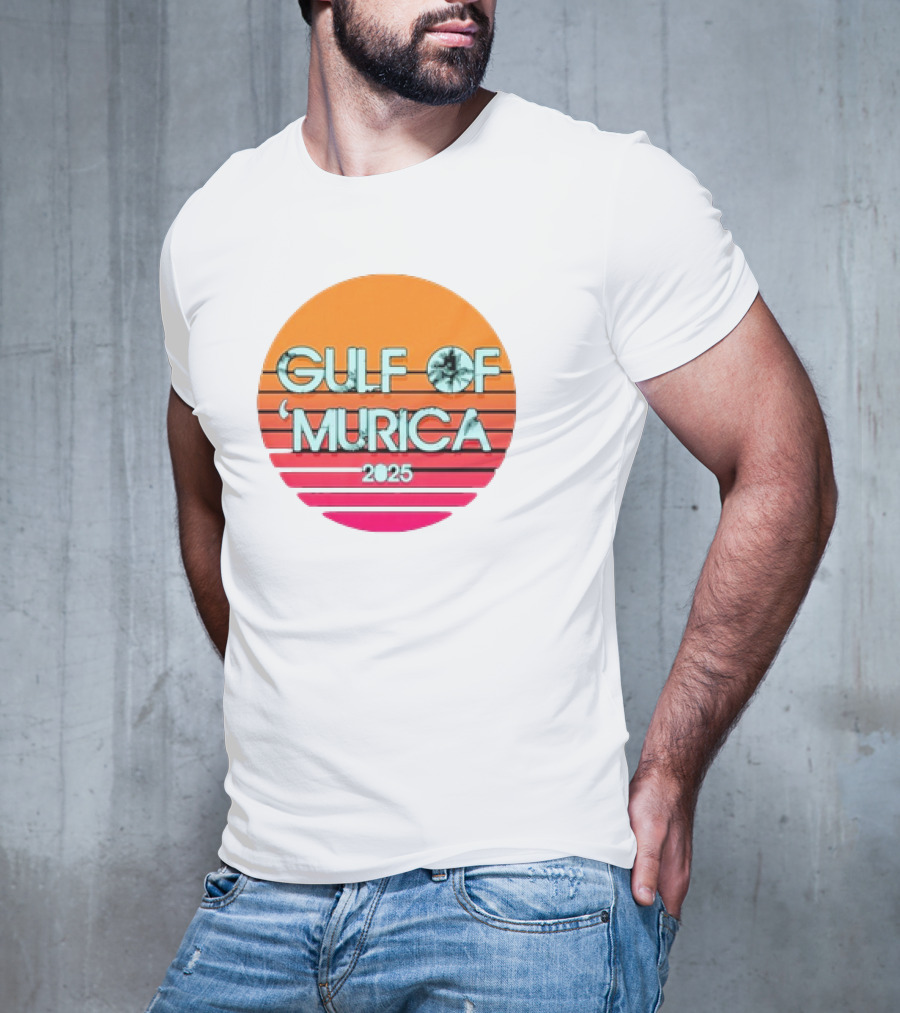 Gulf Of 'Murica 2025 Vintage Retro Sunset Vibe T-Shirt